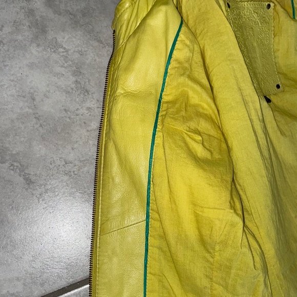 FOR JOSEPH Neon Yellow Soft Butter Leather Full-Zip Buckle Jacket Size S - Picture 11 of 15
